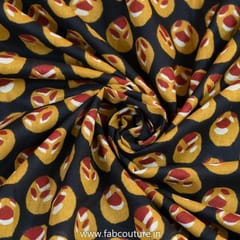 Mustard Cotton Discharge Printed Fabric