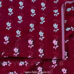 Red Modal Chanderi Embroidered Fabric