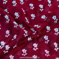 Red Modal Chanderi Embroidered Fabric
