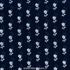 Navy Blue Modal Chanderi Embroidered Fabric