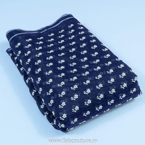 Navy Blue Modal Chanderi Embroidered Fabric