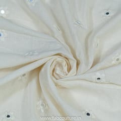 White Dyeable Cotton Embroidered Fabric