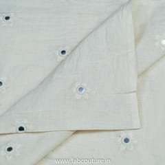White Dyeable Cotton Embroidered Fabric