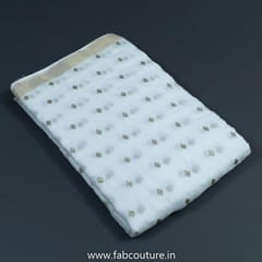 White Dyeable Kota Lurex Embroidered Fabric