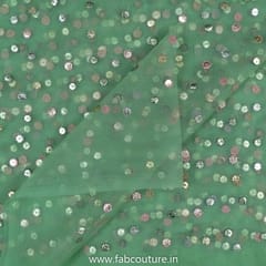Green Colour Net Embroidered Fabric
