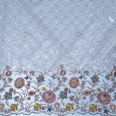 Mouve Colour Net Sequins Embroidered Fabric