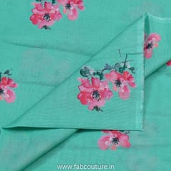 Seagreen Linen Cotton Digital Printed Fabric
