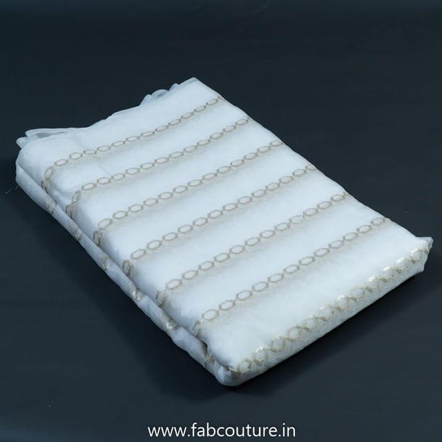 White Organza Embroidered Fabric