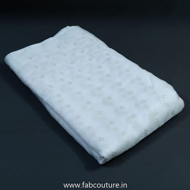 White Organza Embroidered Fabric