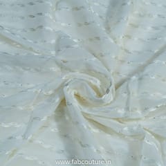 White Dyeable Georgette Embroidered Fabric