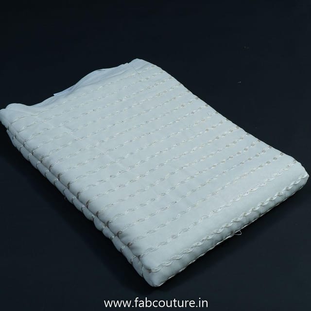 White Dyeable Georgette Embroidered Fabric