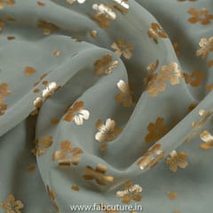 Sage Grey ColourGeorgette Foil Printed Fabric