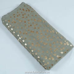 Sage Grey ColourGeorgette Foil Printed Fabric