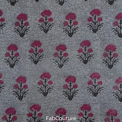Grey Colour Cambric block Printed Fabric