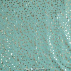 Sea Green Colour Georgette Foil Printed Fabric