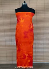 Orange Colour Chanderi Silk Tie Dye Digital Printed Fabric