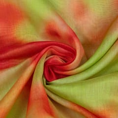 Green Colour Chanderi Silk Tie Dye Digital Printed Fabric
