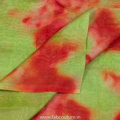 Green Colour Chanderi Silk Tie Dye Digital Printed Fabric