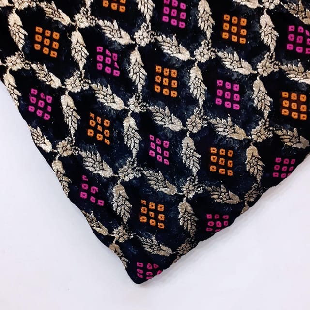 Black Georgette Jacquard Jaal fabric