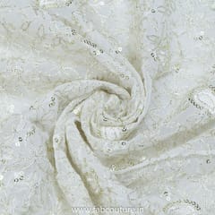 Georgette Sequins Thread Embroidered Fabric
