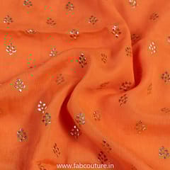 Orange Colour Chinon Chiffon Heat Set fabric
