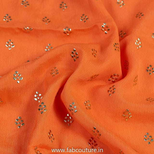 Orange Colour Chinon Chiffon Heat Set fabric