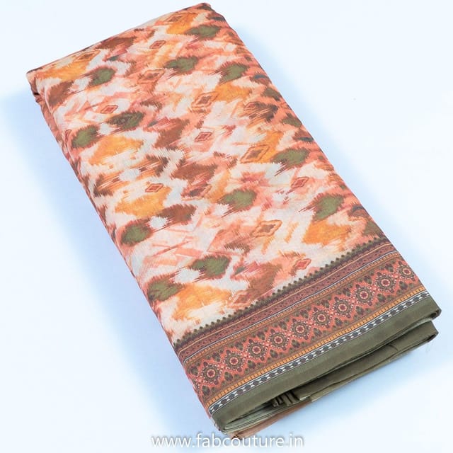 Green Colour Chanderi Digital Printed Fabric