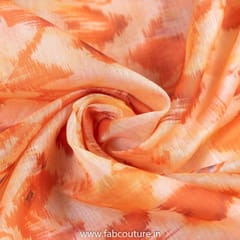 Orange Colour Chanderi Digital Printed Fabric