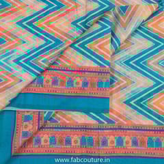 Firozi Colour Chanderi Digital Printed Fabric