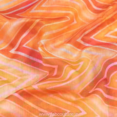 Orange Colour Chanderi Digital Printed Fabric