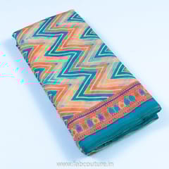 Firozi Colour Chanderi Digital Printed Fabric