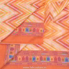 Orange Colour Chanderi Digital Printed Fabric