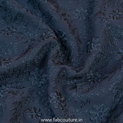 Black Colour Georgette Lakhnavi Embroidered Fabric