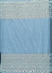 White Dyeable Net Thread Embroidered Fabric