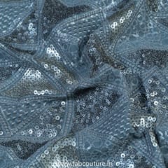 Grey Colour Poly Georgette Embroidered Fabric