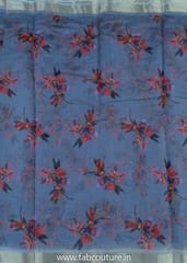 Grey Organza Digital Printed Fabric With Border