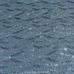 Grey Colour Poly Georgette Embroidered Fabric