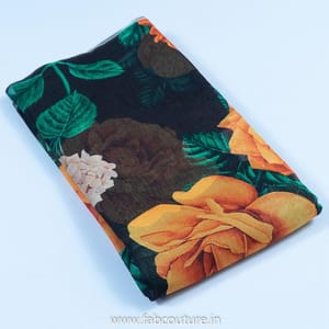 Black Tabby Silk Digital Printed Fabric