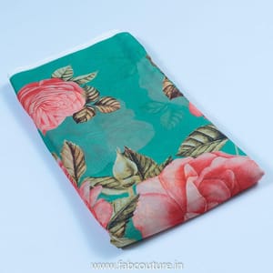 Sea Green Tabby Silk Digital Printed Fabric