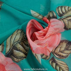 Sea Green Tabby Silk Digital Printed Fabric