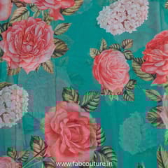 Sea Green Tabby Silk Digital Printed Fabric