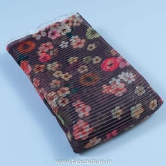 Brown Poly Organza Print With Embroidered Fabric