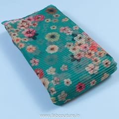 Sea Green Poly Organza Print With Embroidered Fabric