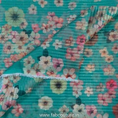Sea Green Poly Organza Print With Embroidered Fabric
