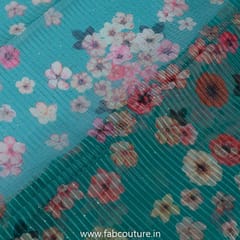 Sea Green Poly Organza Print With Embroidered Fabric