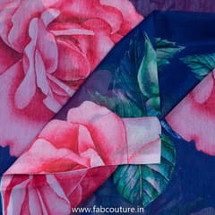 Royal Blue Tabby Silk Digital Printed Fabric