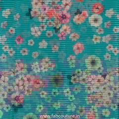 Sea Green Poly Organza Print With Embroidered Fabric