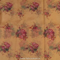 Mango Yellow Organza Print With Hand Embroidered Fabric