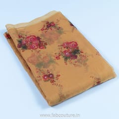 Mango Yellow Organza Print With Hand Embroidered Fabric