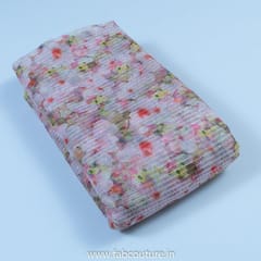 Light Pink Poly Organza Print With Embroidered Fabric